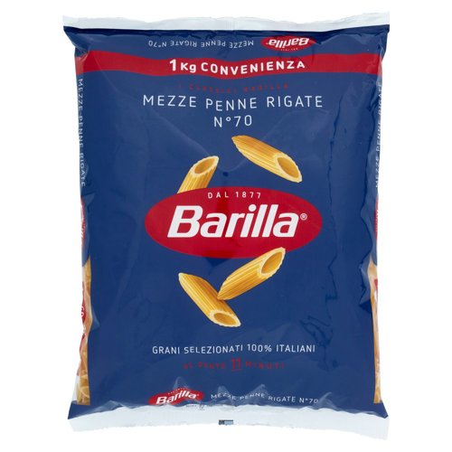 Barilla Pasta Mezze Penne Rigate n.70 100% Grano Italiano 1Kg