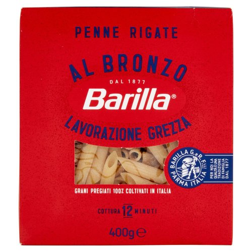 Barilla Pasta Al Bronzo Penne Rigate 100% grano italiano 400g
