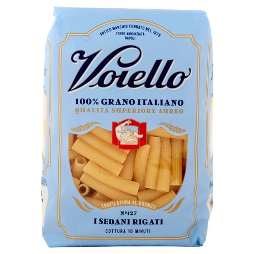 Voiello Pasta I Sedani Rigati N°127 grano Aureo 100% italiano Trafilata bronzo 500g