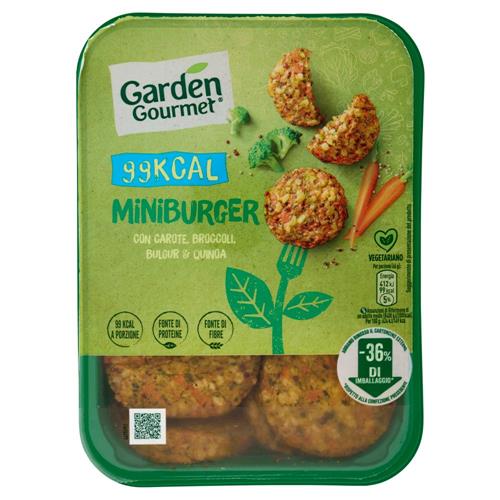 GARDEN GOURMET Mini Burger 99kcal Vegetariano con Carote, Broccoli, Bulgur e Quinoa 198 g