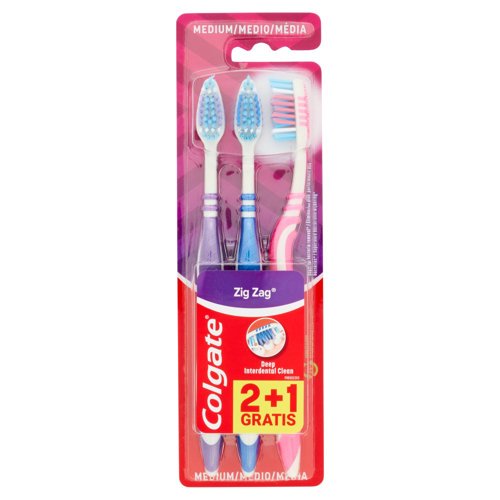 Colgate spazzolino Zig Zag pulizia profonda, medio, 3 pezzi