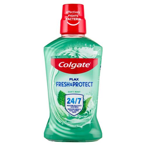 Colgate collutorio Plax Fresh & Protect Soft Mint con antibatterico 500 ml