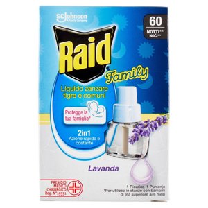 Raid Liquido Family Ricarica, 60 Notti, Lavanda, 36 ml