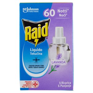 Raid Liquido Elettrico Antizanzare, Fragranza alla Lavanda, 60 Notti, 1 Ricarica 36 ml