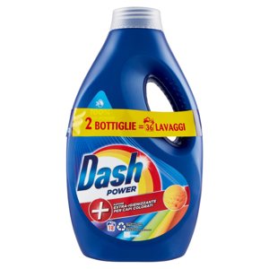 Dash Power Detersivo Liquido Lavatrice, Azione Extra-Igienizzante Colorati, 2x18=36 Lavaggi 2x900ml