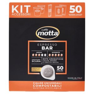 caffè motta Espresso Bar Kit Accessori + Cialde Universali Compostabili 50 x 7 g