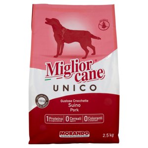 Migliorcane Unico Gustose Crocchette Suino per Cani Adulti >10 kg Taglia Media 2,5 kg