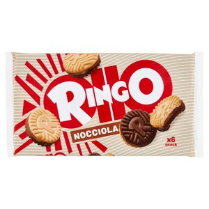 Ringo Nocciola, Biscotti Farciti con Crema Nocciola e Cioccolato, Snack merenda 6 porzioni 330g