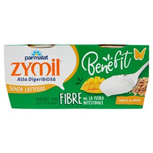 ZYMIL Alta Digeribilità Senza Lattosio Benefit Yogurt con Fibre Mango & Avena 2 x 125 g