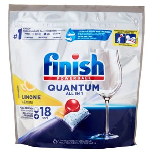 Finish Quantum All In One Lemon pastiglie lavastoviglie 18 lavaggi 187,2 g
