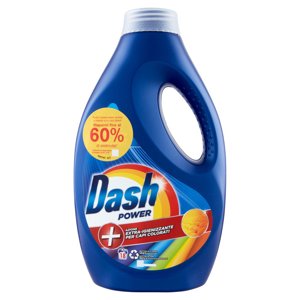 Dash Power Detersivo Liquido Lavatrice, Azione Extra-Igienizzante Capi Colorati, 18 Lavaggi 900 ml
