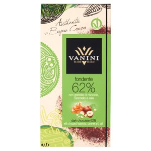 Vanini Authentic Bagua Cocoa fondente 62% con granella di nocciole, caramello e sale 100 g