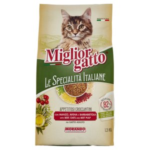 Migliorgatto Le Specialità Italiane Appetitosi Croccant. Manzo,Avena,Barbabietola Gatto Adulto 1,5KG