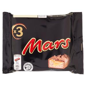 Mars Snack con Caramello Ricoperta al Cioccolato, Multipack da 3 x 45 g