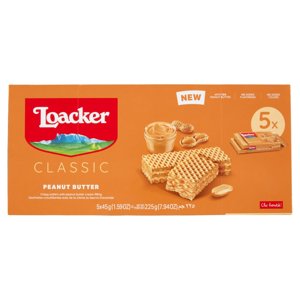 Loacker Classic Peanut Butter Wafer con crema al burro di arachidi Wafers 45gx5