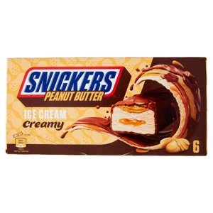 Snickers Barretta Gelato al cioccolato con burro d'arachidi e arachidi tostate, Multipack da 6 x 39g