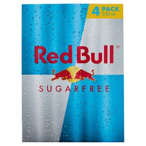 Red Bull Energy Drink, Senza Zuccheri, 250 ml (4 Lattine)