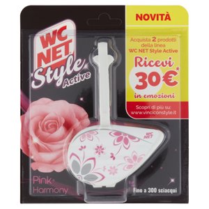 Wc Net - Tavoletta Style Active, Detergente Igienizzante Solido per WC, Pink Harmony, 1 Pezzo