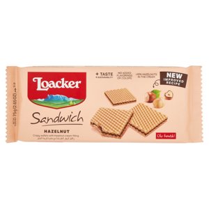 Loacker Sandwich Hazelnut Wafer con crema alle nocciole 100% italiane Wafers 75g