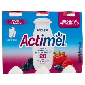 Actimel yogurt da bere arricchito con calcio, vitamina B6 e D, gusto frutti di bosco 6 x 100 g