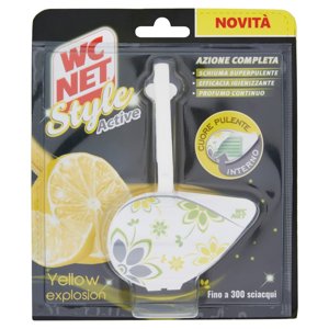 Wc Net - Tavoletta Style Active, Detergente Igienizzante Solido per WC, Yellow Explosion, 1 Pezzo