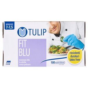 Tulip Fit Blu Guanti monouso blu in nitrile senza polvere Misura 7-7,5 100 pz