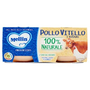 Mellin Pollo Vitello e Verdure 100% Naturale Omogeneizzato 2 x 80 g