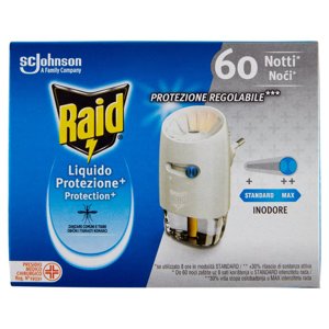 Raid Liquido Elettrico Protezione+ Antizanzare, Inodore, 60 Notti, 1 Diffusore e 1 Ricarica 36 ml