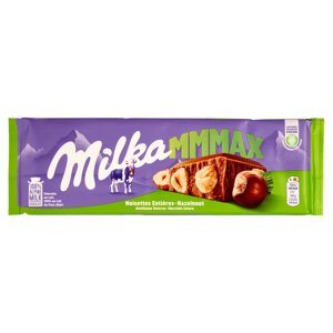 Milka Mmmax, maxi tavoletta di cioccolato al latte 100% alpino con caramello e nocciole - 300g