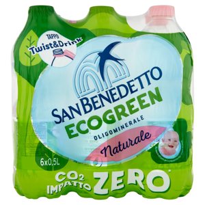 San Benedetto Acqua Naturale Fonte Primavera Ecogreen 6 x 0,5 L
