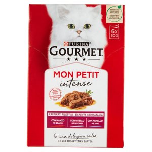 Purina Gourmet Mon Petit Cibo Umido per Gatti con Manzo, Agnello e Vitello 6x50g