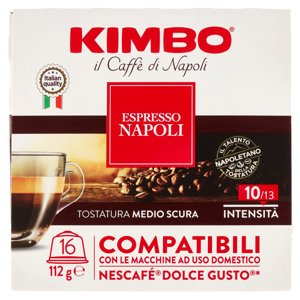 Kimbo Espresso Napoli Capsule Compatibili con le Macchine Nescafé Dolce Gusto* 16 x 7 g
