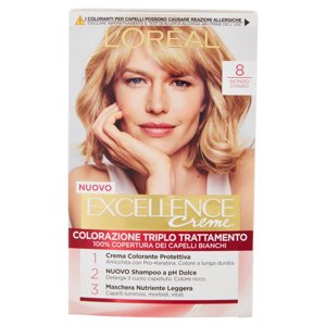 L'Oréal Paris Excellence, Crema colorante triplo trattamento avanzato, 8 Biondo Chiaro