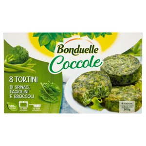 Bonduelle Coccole 8 Tortini di Spinaci, Fagiolini e Broccoli Surgelato 300 g