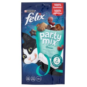 Purina Felix Party Mix Ocean Snacks Gatto con Salmone, Merluzzo e Trota 60 g