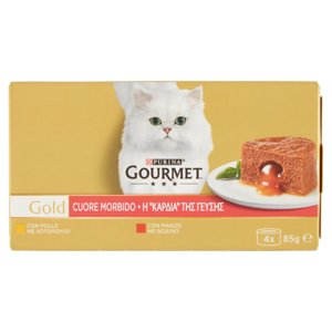 Purina Gourmet Gold Cuore Morbido Cibo Umido per Gatti con Pollo e Manzo 4x85g