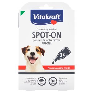 Vitakraft Fiprovit 67mg soluzione Spot-On per cani di taglia piccola Fipronil 3 x 0,67 ml