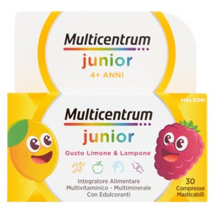 Multicentrum junior integratore multivitaminico per bambini 4 + con vitamina B , C , D 30 cpr 56 g