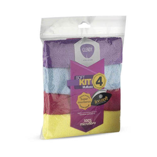 Clendy Soft Panno Microfibra Multiuso - Kit Pz 4 Cm 20X30 