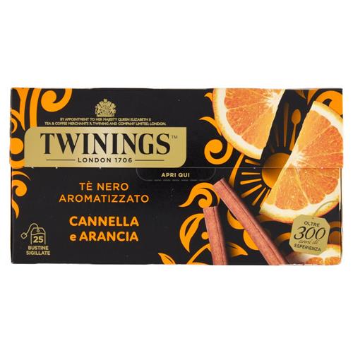 Twinings Cannella e Arancia Tè Nero aromatizzato 25 filtri The 50 g