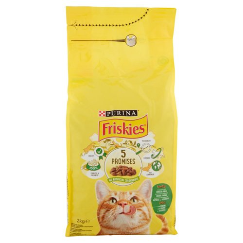 PURINA FRISKIES Gatto con un gustoso mix di Coniglio e Pollo e con Verdure 2 kg