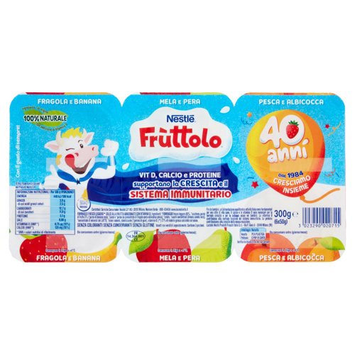 NESTLÉ FRUTTOLO Fragola e Banana - Mela e Pera - Pesca e Albicocca 6 x 50 g