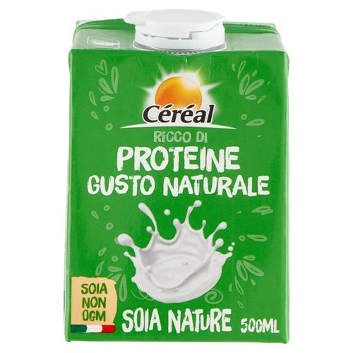 Céréal Bevanda di Soia Nature non OGM, ricco di proteine, 2% di grassi, senza glutine - 500ML