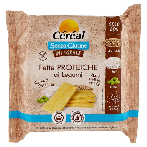 Céréal, Fette Proteiche ai Legumi, Integrali, Senza Glutine, Senza Lievito, Ricche di Fibre - 100 g