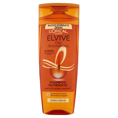 L'Oréal Paris Shampoo Elvive Olio Straordinario, Azione Nutriente per Capelli Secchi, 285 ml