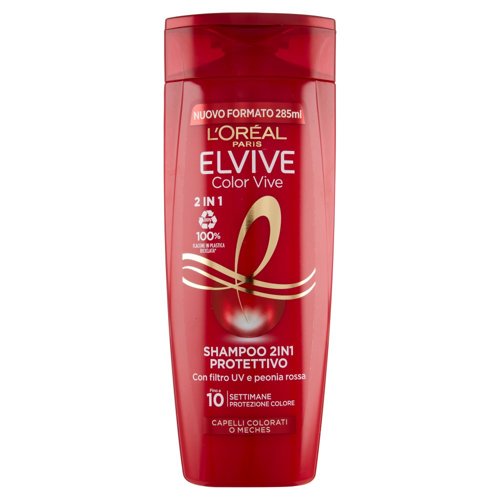 L'Oréal Paris Shampoo 2in1 Elvive Color Vive, Per Capelli Colorati, 285 ml