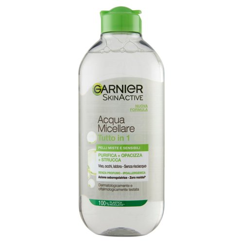 Garnier SkinActive Acqua Micellare Pelli Miste e Sensibili, Strucca, Purifica ed Opacizza, 400 ml