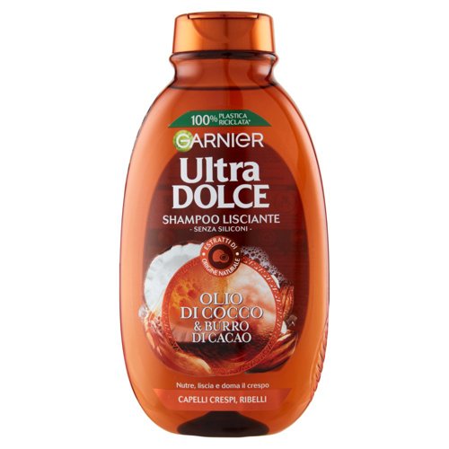 Garnier Shampoo Ultra Dolce Olio di Cocco e Burro di Cacao, Shampoo per Capelli Crespi, 250 ml