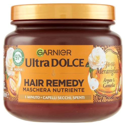 Garnier Ultra Dolce Hair Remedy Maschera per Capelli Nutriente Argan e Camelia, 340 ml