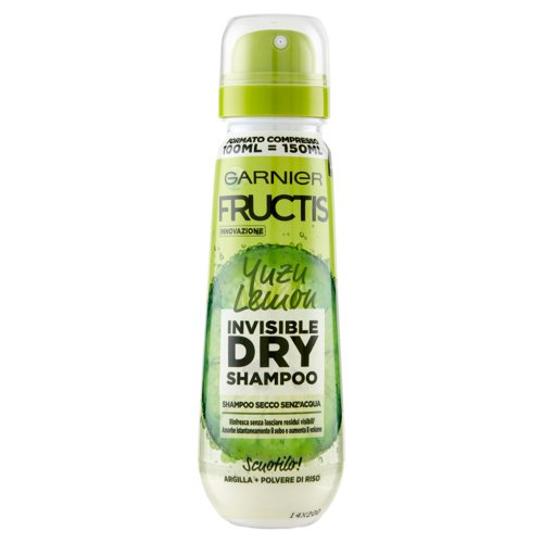 Garnier Fructis Invisible Dry Shampoo fragranza Yuzu Lemon, Shampoo Secco senz'acqua, 100 ml